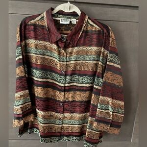 Chico’s Design 3/4 Sleeves Striped Shacket Top, 3/16/XL